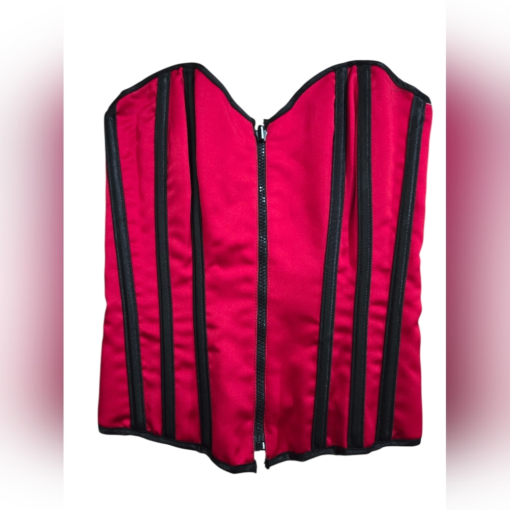 Lovers Lane Lingerie Corset Red Black Size 34 Satin Zipper